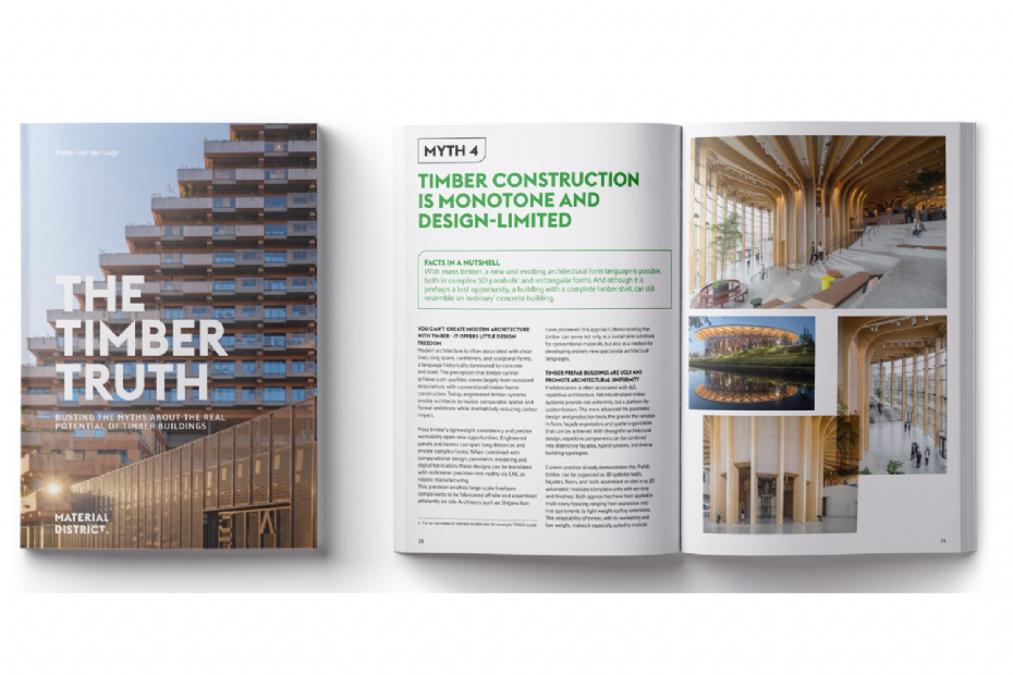 Cover of 'The Timber Truth', featuring the SAWA residential building in Rotterdam (Image: PEFC Netherlands) Cover of 'The Timber Truth', featuring the SAWA residential building in Rotterdam (Image: PEFC Netherlands)