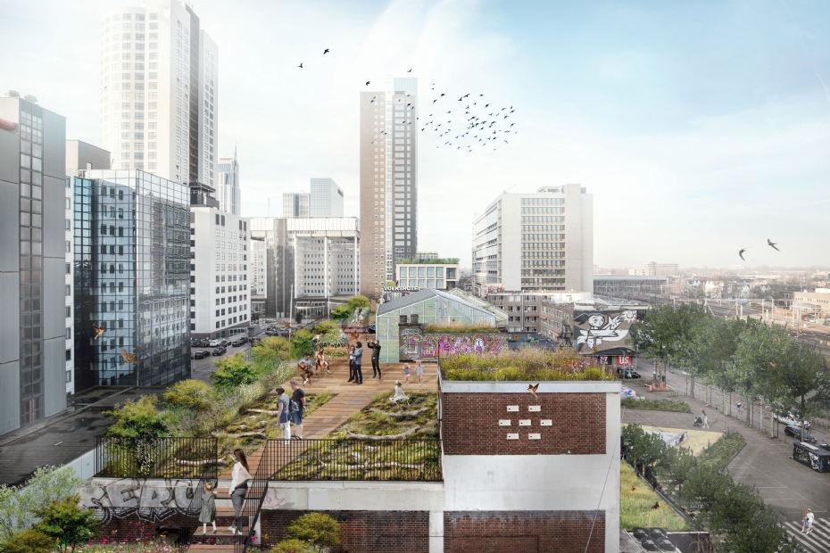 Bridges, stairways and platforms connect the different buildings and provide an impression of the future rooftop landscape (Image: DakAkker)